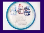 01_Hero Round AquaCast resin snowman tray with three illustrated snowmen and “Baby it’s cold outside” text.