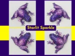 6. Kirnix 5 grid (3) โFour-angle collage of the Style 2 purple glitter resin frog, covered in iridescent pink and purple glitter with a butterfly accent.โ