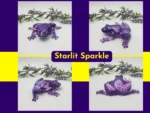6. Kirnix 5 grid (4) โFour-angle collage of the Style 2 purple glitter resin frog photographed with artificial lavender foliage.โ