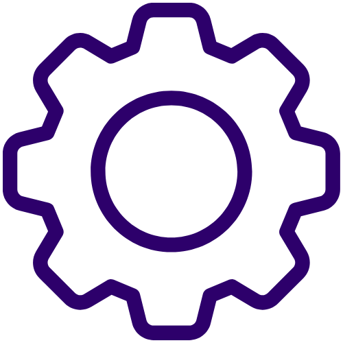 Purple gear icon representing Colours & Custom Text Options