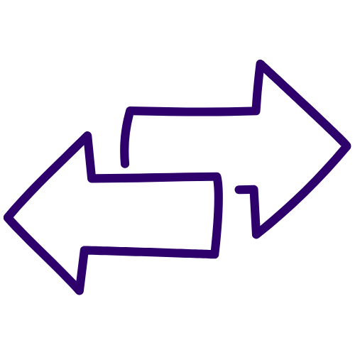 Kirnix Creations returns and refunds icon – PURPLE rotating arrows