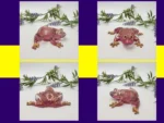 Four-angle grid of steampunk frog showing top, side, and detail views.