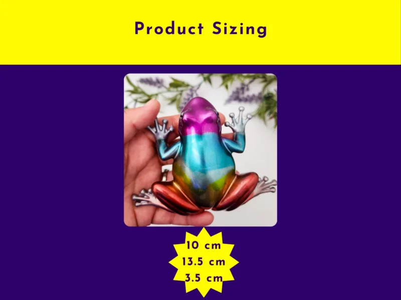Product sizing image showing frog dimensions