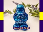 “Front view of the Calming Pose blue Zen turtle with metallic finish and engraved chest markings.”