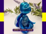 “Front-facing hero image of the Meditation Pose blue Zen turtle made from shimmering Spoxy resin.”