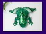 KC-FG-EMRFROG-OOAK012. Kirnix Listing Primary “Top-down view of the OOAK green crackle resin frog displaying emerald crackle pattern and silver highlights.”