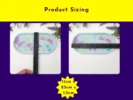 “Product sizing graphic showing the pastel resin dragonfly and butterfly trinket tray measured at 11 cm x 23 cm x 1.5 cm.”