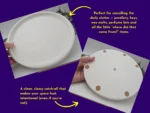 KC-TRAY-PEARL-RND-00105_Ideal-For Ideal for” graphic showing the Pearl Rim Round Tray as a catch-all, with photos of the top and underside and text about storing small everyday items.