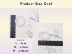 Oval resin worry stone size guide with ruler and measurements in centimetres.