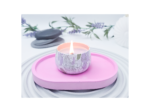 Image 1: Pink small oval catchall tray styled with a candle and marbled holder