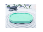 Image 2: Mint green small oval tray on a white ripple background
