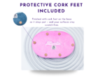 Image 7: Underside of a pink oval tray showing protective cork feet