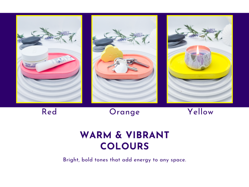 Image 13: Graphic showing warm and vibrant tray colour options