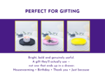 Image 18: Gifting graphic showing three small oval trays in different colours