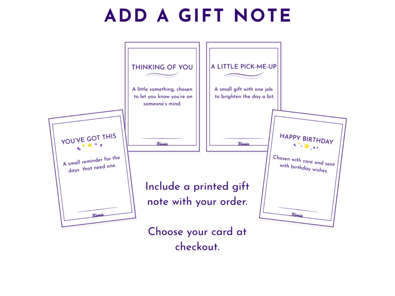 Printed gift note options displayed for adding a message with the order.