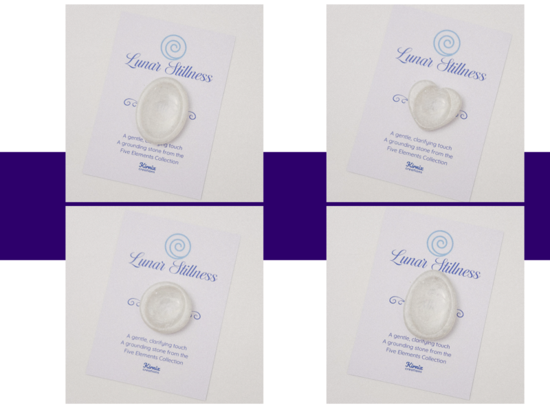 Wind White worry stone variation cards showing oval, pebble, round, and heart shapes.