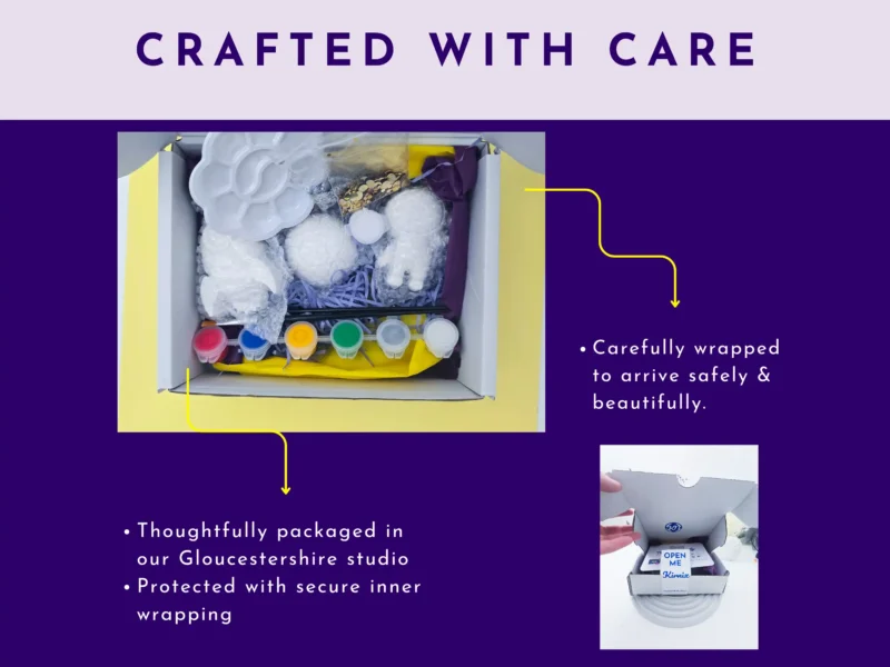 Space craft kit packed in gift box showing protective packaging and presentation