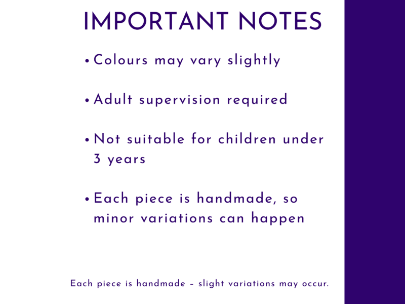 Important notes graphic listing colour variation, supervision and small parts information