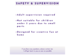 Safety and supervision graphic with adult supervision and age warning notes for the space craft kit