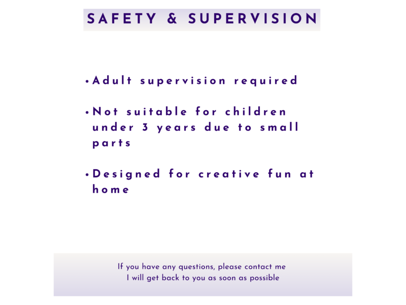 Safety and supervision graphic with adult supervision and age warning notes for the space craft kit