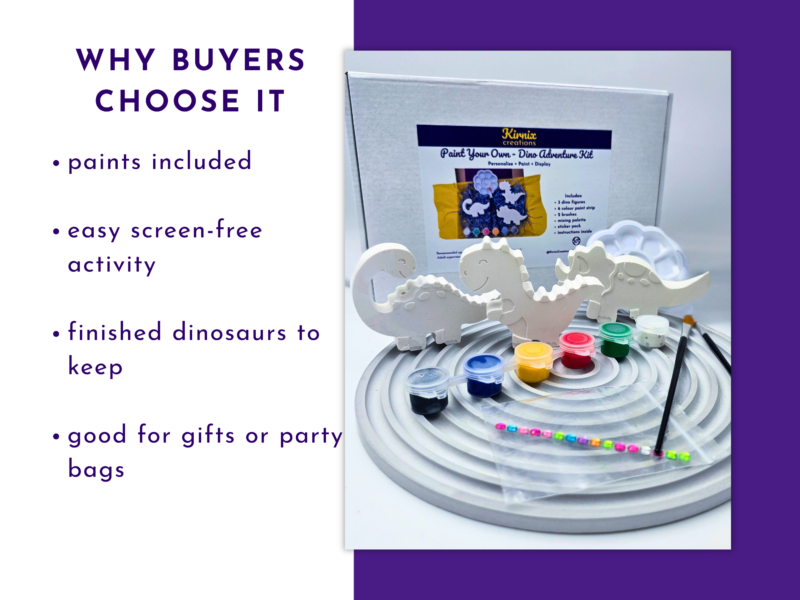 Why buyers choose it graphic with boxed kit photo and bullet points about contents, activity and gifting