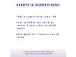 Safety and supervision graphic with age and adult supervision notes for the dinosaur craft kit