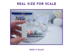 Real size for scale image showing the mini village kit held in hand.