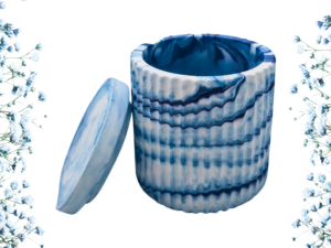 Blue Marble Storage Pot with Lid