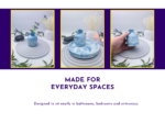 Lifestyle slide showing three views of the bud vase as an everyday home accessory