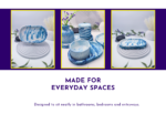 Everyday use graphic showing the tray styled with matching blue marble homeware pieces.