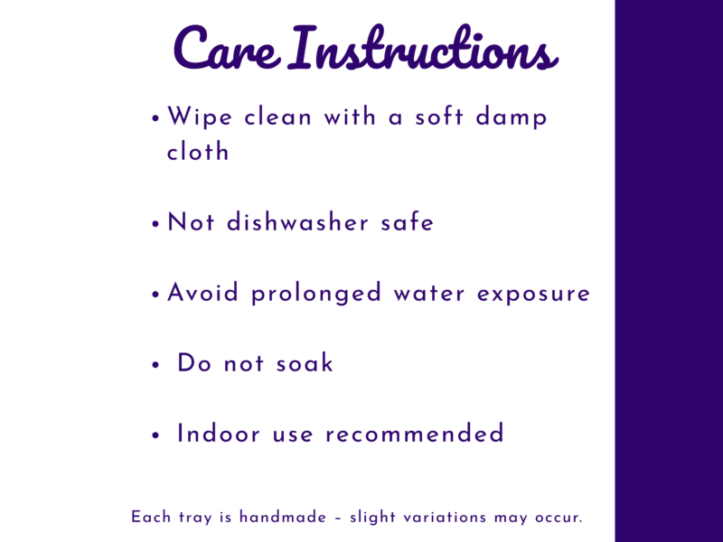 Care instructions graphic listing cleaning and use guidance for the tray.
