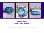 Lifestyle slide showing three views of the tray as an everyday home accessory