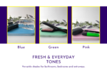 Fresh tone graphic showing blue, green, and pink tray options