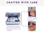 Packaging graphic showing the tray boxed, wrapped and protected for delivery.