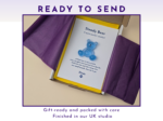 Steady Bear pocket companion gift-boxed with purple tissue paper and backing card, ready to send.