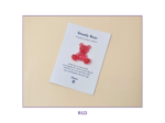 Steady Bear glitter pocket companion in red on its printed support card.