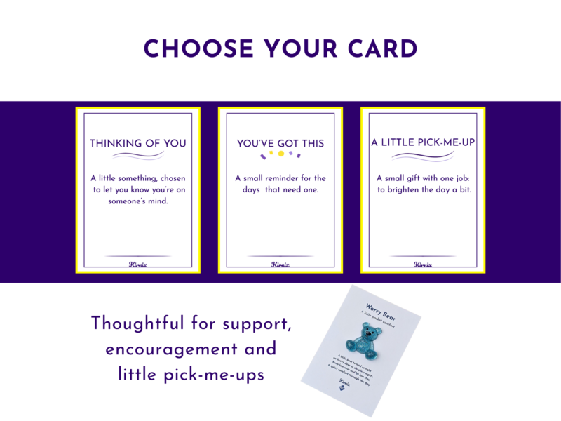 Worry Bear pocket companion sentiment card options