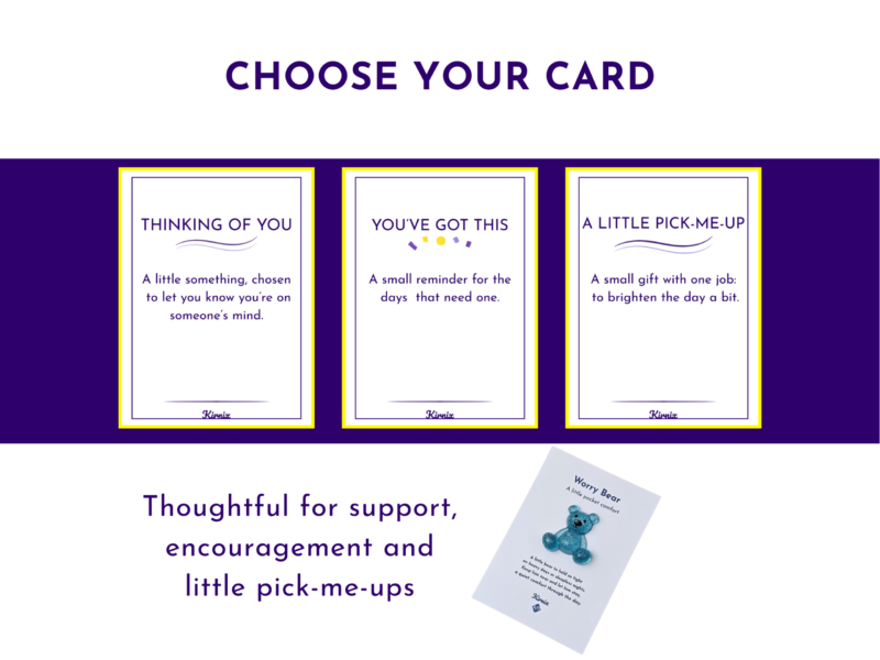Worry Bear pocket companion sentiment card options