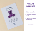 Worry Bear pocket companion with backing card and what’s included