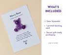 Worry Bear pocket companion with backing card and what’s included