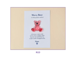 Red Worry Bear pocket companion on backing card