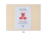 Red Worry Bear pocket companion on backing card