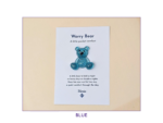 Blue Worry Bear pocket companion on backing card