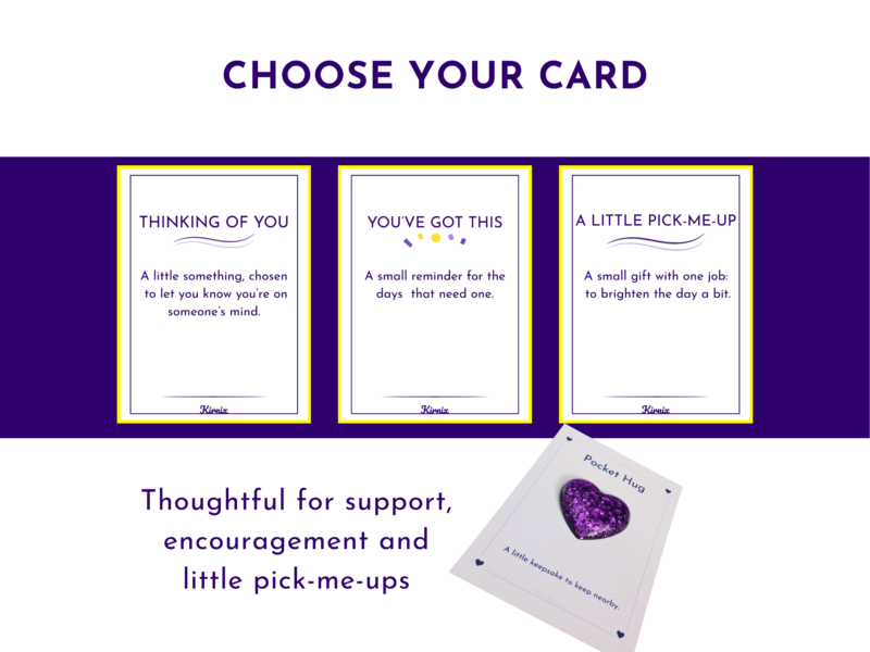 Choose Your Card Pocket hug choose your card options — sentiment cards available with every resin heart gift