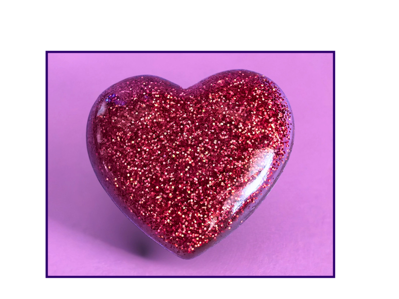 KNK-THANK YOU HUG-_011_ Hero Product Image Glittery pink heart against a purple background (valentine theme).