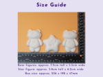 KNP-PYO-BEARS-mini_055. Size guide Size guide image showing white bear figures with a ruler on an orange background for scale reference.