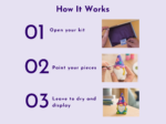How It Works: Step 01 Open your kit, shown with hands opening a purple kit.