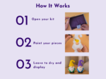 KNP-PYO-GNOMEs-0044. How it works How It Works: Step 01 Open your kit — hands opening a purple package image beside the text 01 Open your kit.
