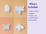 Product image showing white butterfly charms on orange panels with a purple 'What’s Included' panel listing items.