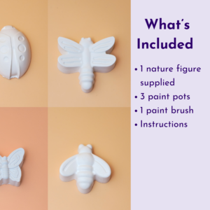 Product image showing white butterfly charms on orange panels with a purple 'What’s Included' panel listing items.
